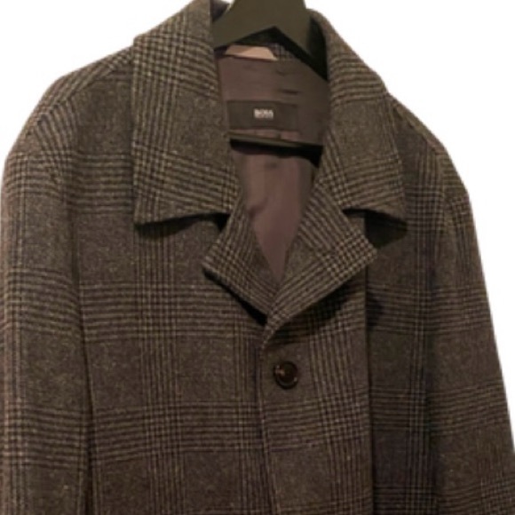 Men’s gray long wool coat by BOSS size 42r - Picture 2 of 2